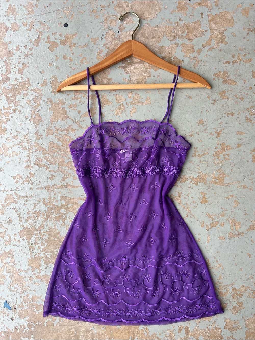 Victoria’s Secret Purple Embroidered Sheer Lace Negligee XS Babydoll